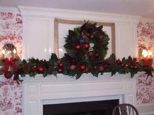 Mantel Decorated for Christmas