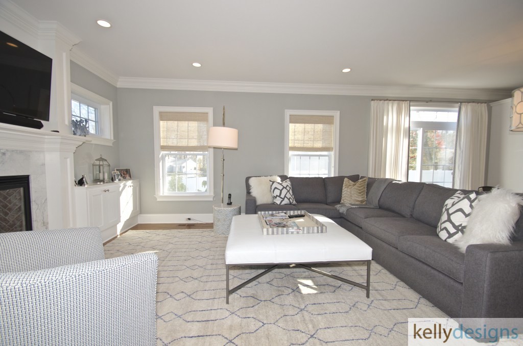 Navy & White Get it Right - Family Room -Interior Design By Kellydesigns