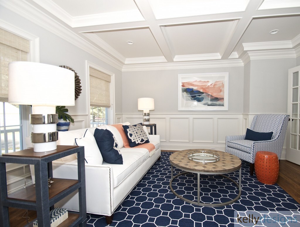 Navy & White Get it Right - Living Room -Interior Design By Kellydesigns