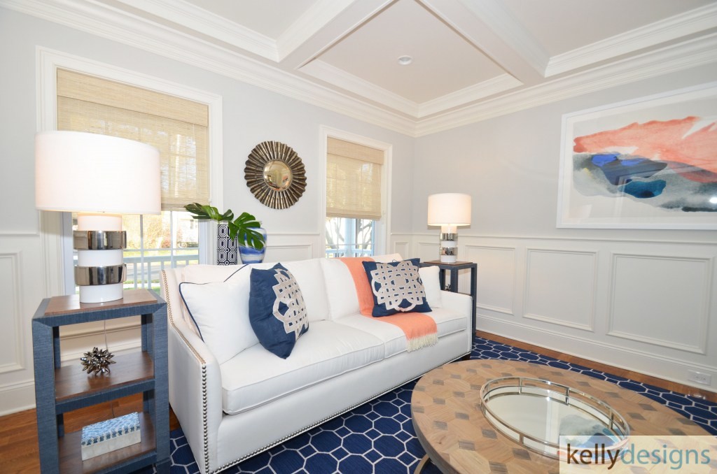 Navy & White Get it Right - Living Room -Interior Design By Kellydesigns