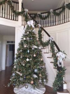 Soft Silver And White Palette For A Serene, Timeless Holiday Foyer