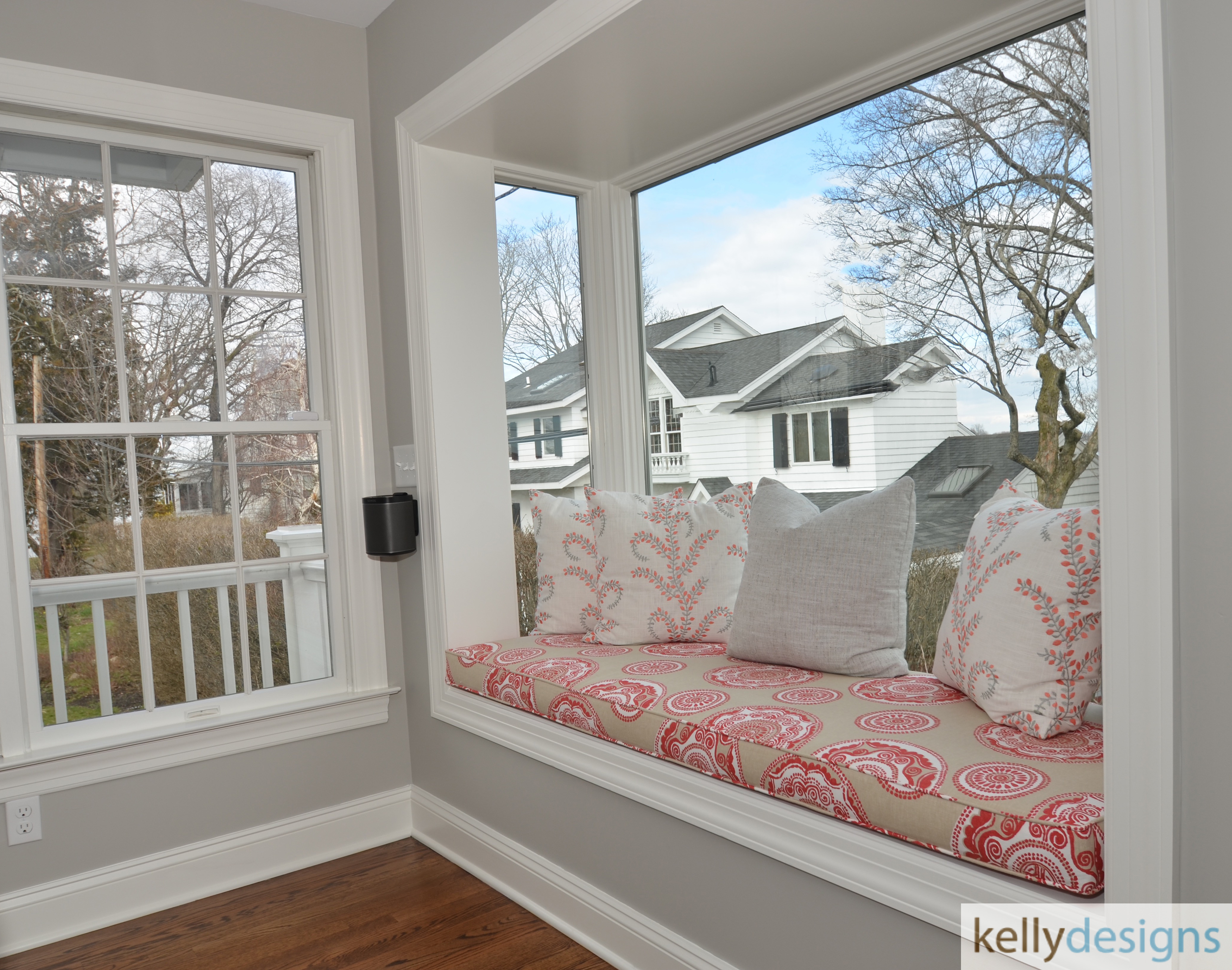 Added window seat for cozy reading nook!  - Interior Design By kellydesigns