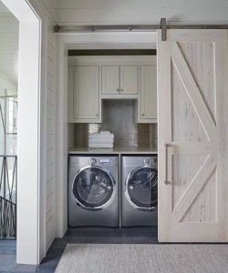 Door Covered Laundry Room