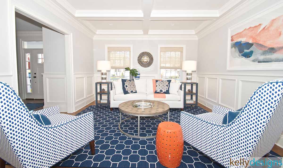Blue upholstery and rug