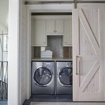 Door Covered Laundry Room